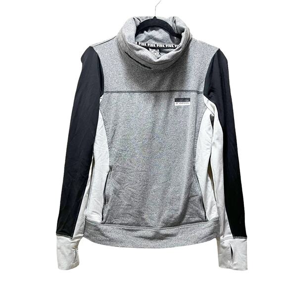 Victoria's Secret PINK Ultimate Gray Cowl Neck Pullover Athletic Sweatshirt Sz M - Picture 1 of 9